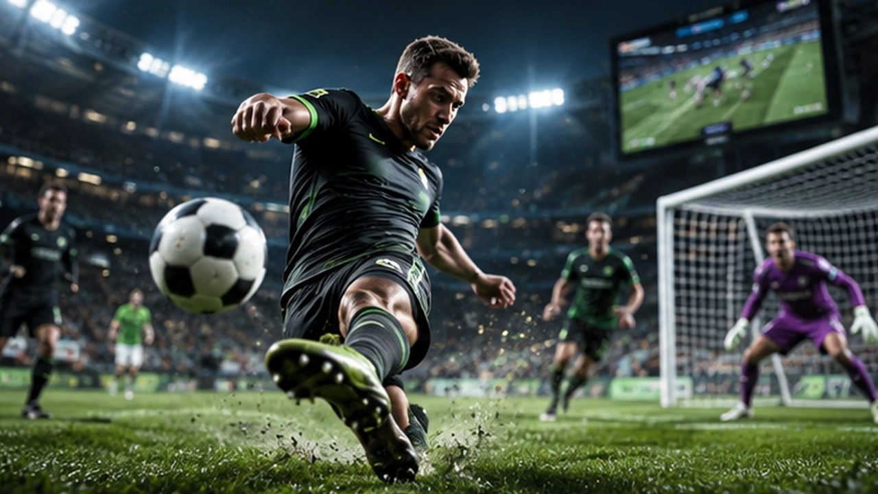 Live sports action in a stadium